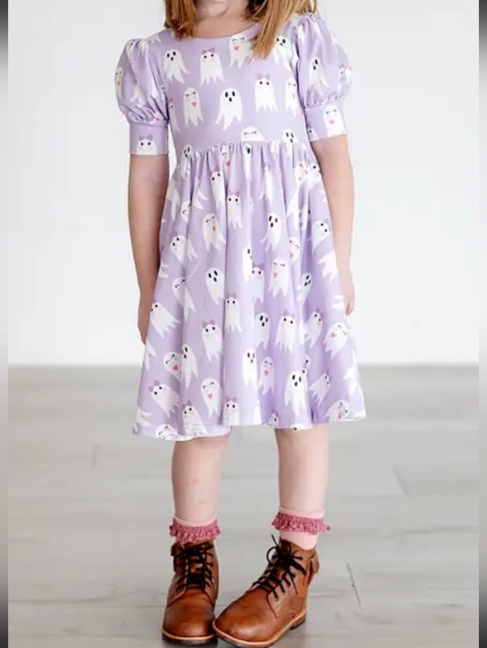 Ollie Jay Halloween Puff Twirl Dress Sz 6 Cotton Purple Girly Ghost